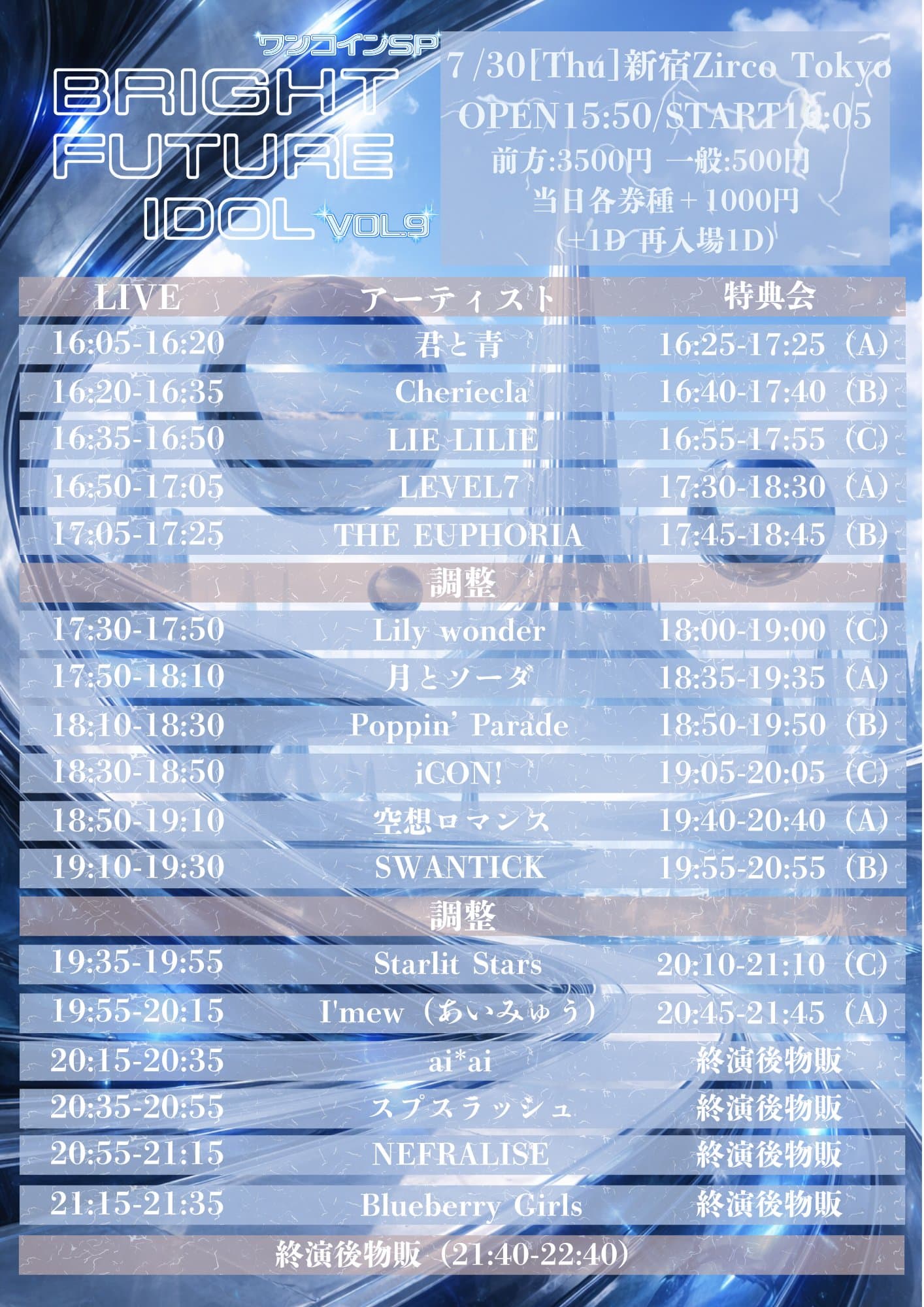 『BRIGHT FUTURE IDOL Vol.9 ワンコインSP』 @ 新宿Zirco Tokyo